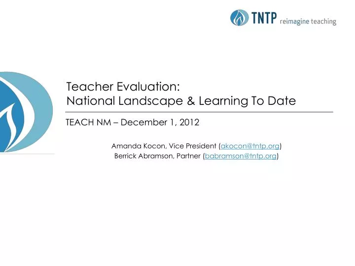 teacher evaluation national landscape learning to date
