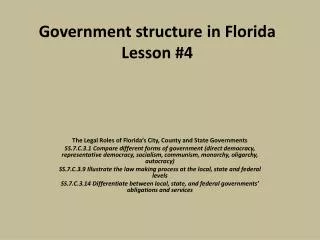 Government structure in Florida Lesson #4