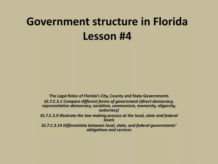 government structure in florida lesson 4