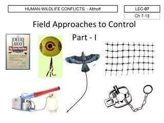 Field Approaches to Control Part - I