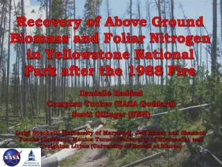 Recovery of Above G round B iomass and Foliar N itrogen in Yellowstone National Park after the 1988 Fire