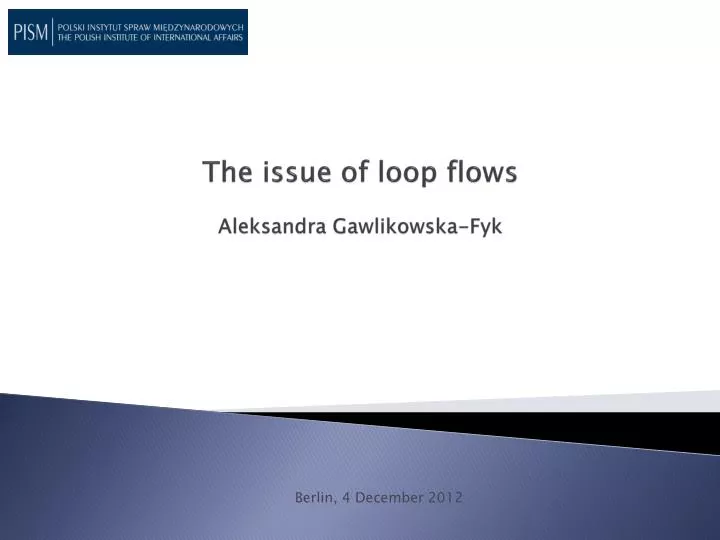 the issue of loop flows aleksandra gawlikowska fyk