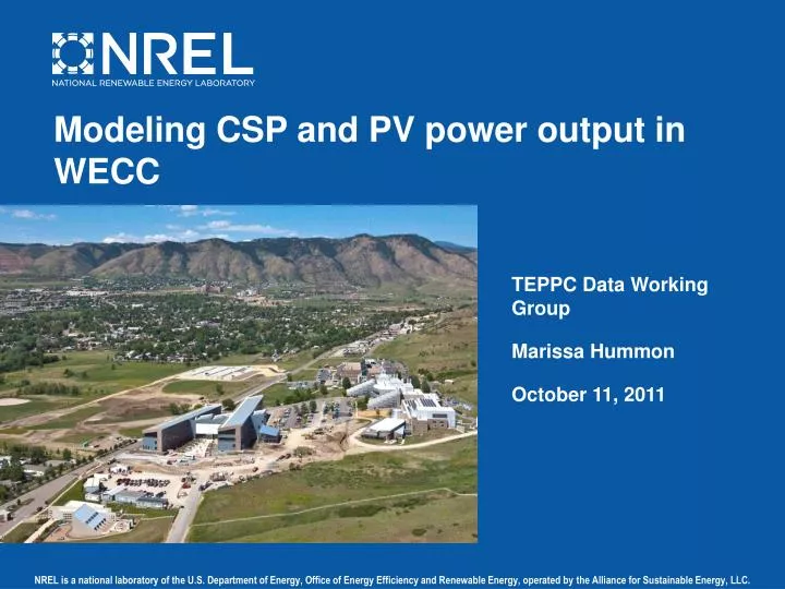 modeling csp and pv power output in wecc