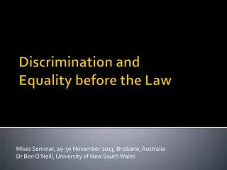 Discrimination and Equality before the Law