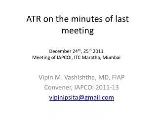 ATR on the minutes of last meeting