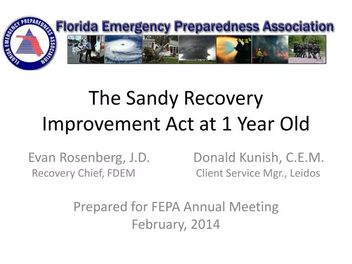 Ppt The Sandy Recovery Improvement Act At 1 Year Old Powerpoint Presentation Id1600275 3828