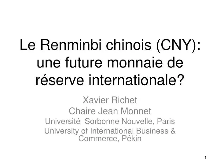 le renminbi chinois cny une future monnaie de r serve internationale