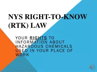 NYS Right-to-Know (RTK) Law