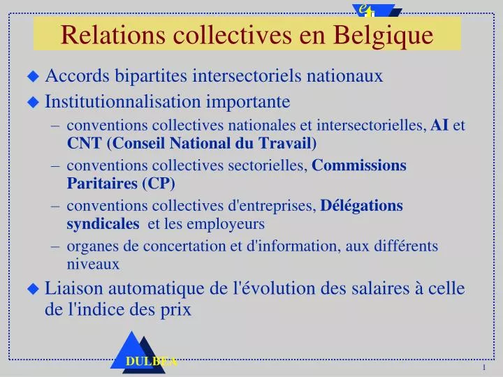 relations collectives en belgique