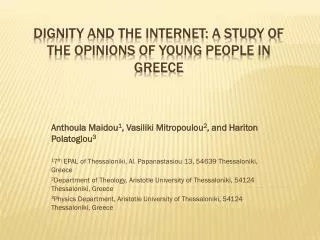 Dignity and the internet: a study of the opinions of young people in Greece