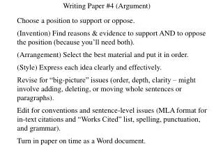 Writing Paper #4 (Argument)