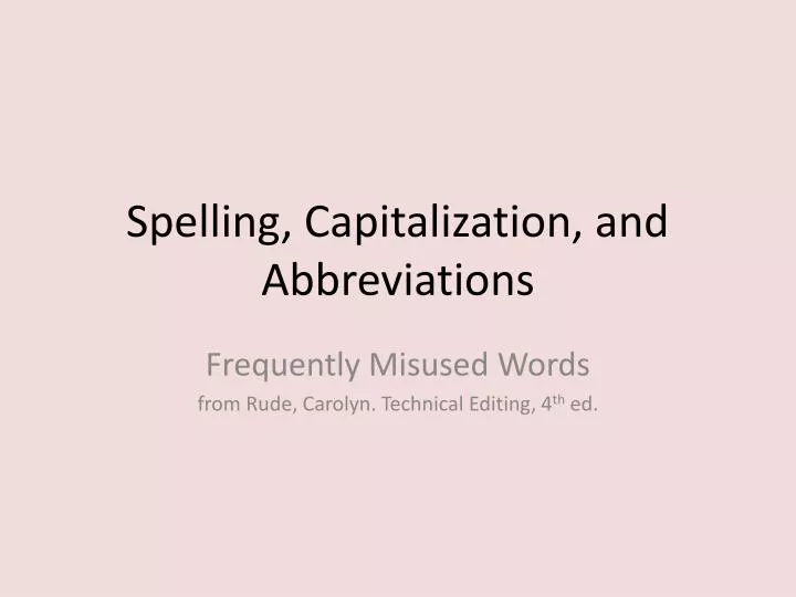 spelling capitalization and abbreviations