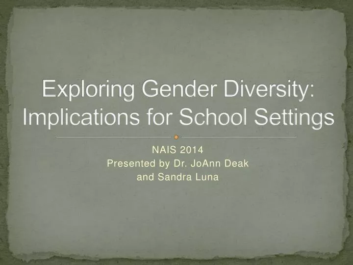exploring gender diversity implications for school settings