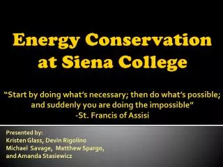 Energy Conservation at Siena College