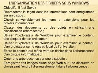 l organisation des fichiers sous windows