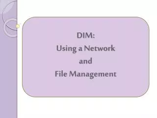 DIM: Using a Network and File Management