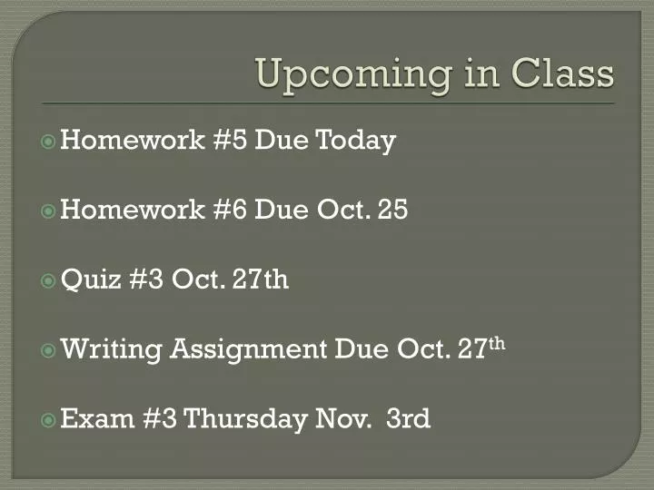 upcoming in class