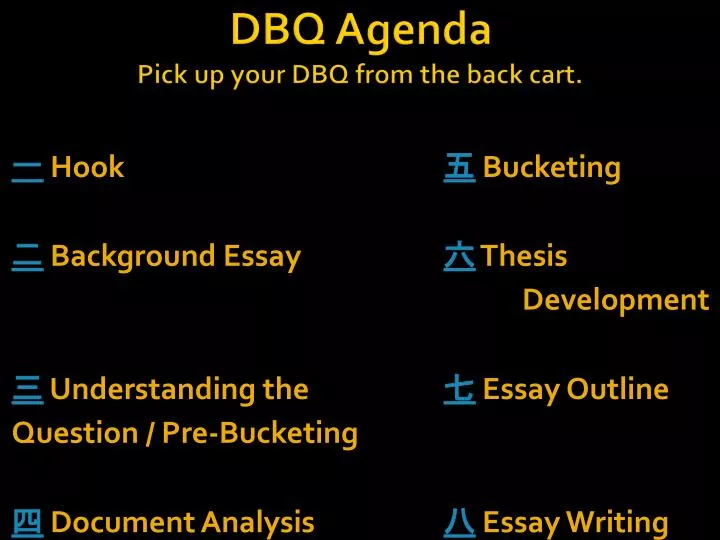 dbq agenda pick up your dbq from the back cart