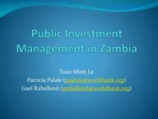 Public Investment Management in Zambia