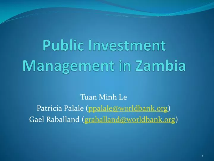 public investment management in zambia