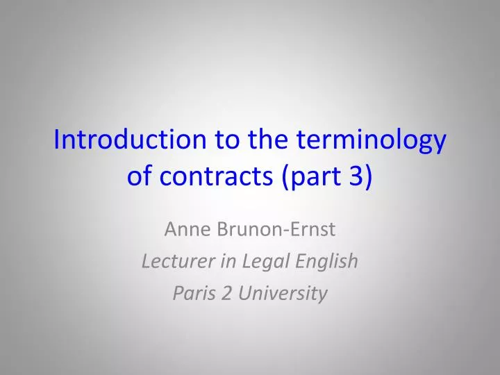 introduction to the terminology of contracts part 3