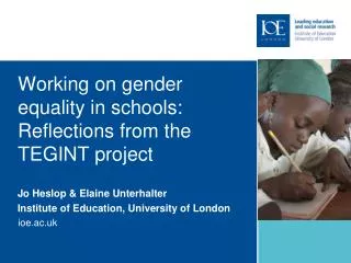 Working on gender equality in schools: Reflections from the TEGINT project
