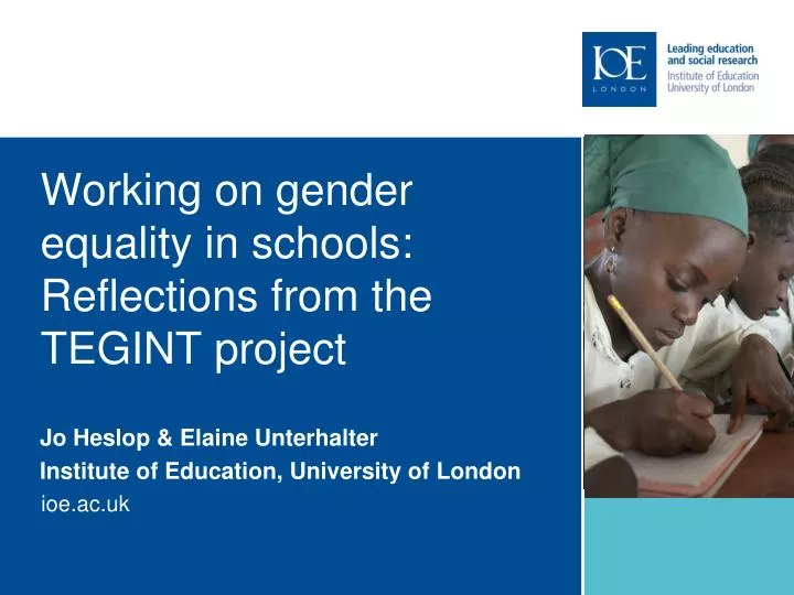 working on gender equality in schools reflections from the tegint project