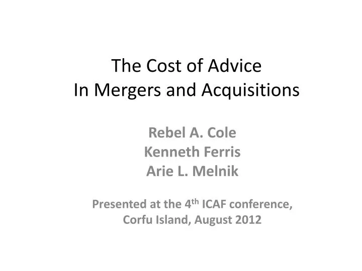 the cost of advice in mergers and acquisitions