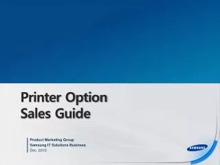 Printer Option Sales Guide