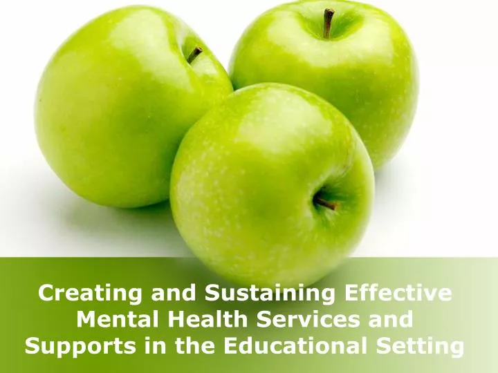 creating and sustaining effective mental health services and supports in the educational setting