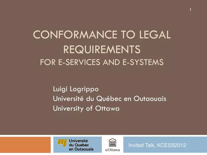 conformance to legal requirements for e services and e systems