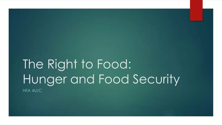 the right to food hunger and food security