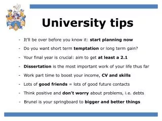 University tips