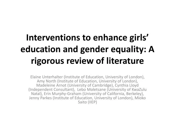 interventions to enhance girls education and gender equality a rigorous review of literature