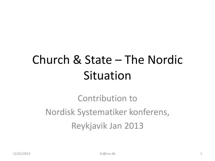 church state the nordic situation