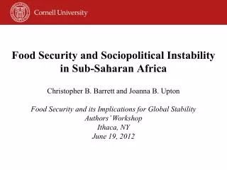 Food Security and Sociopolitical Instability in Sub-Saharan Africa