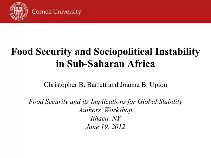 food security and sociopolitical instability in sub saharan africa