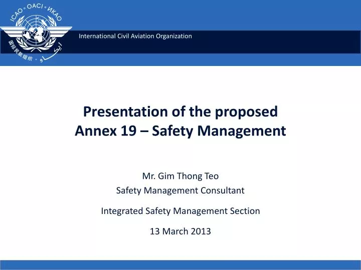 presentation of the proposed annex 19 safety management