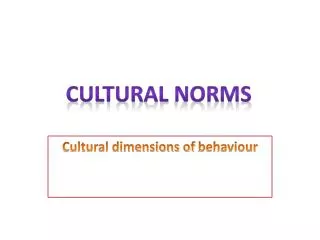 Cultural dimensions of behaviour