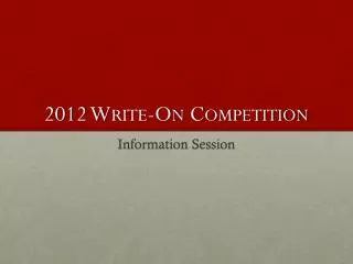 2012 Write-On Competition