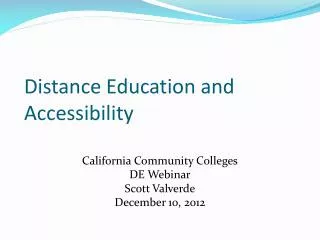 Distance Education and Accessibility