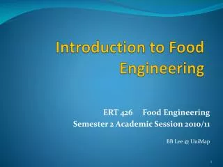 Introduction to Food Engineering