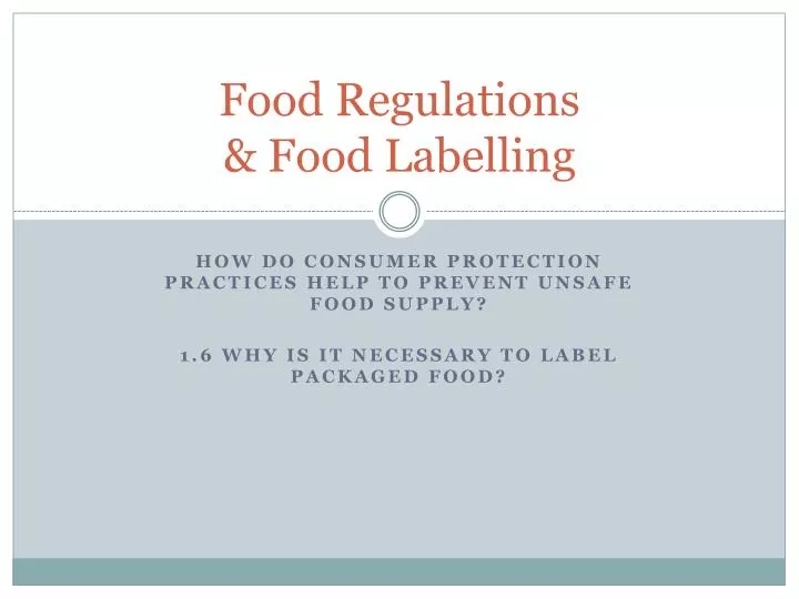 food regulations food labelling