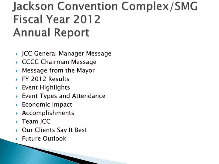 jackson convention complex smg fiscal year 2012 annual report