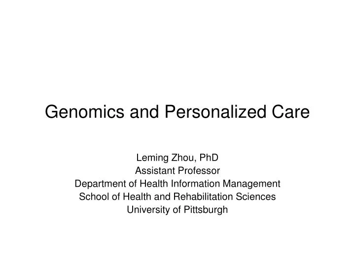 genomics and personalized care