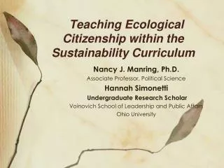 Teaching Ecological Citizenship within the Sustainability Curriculum