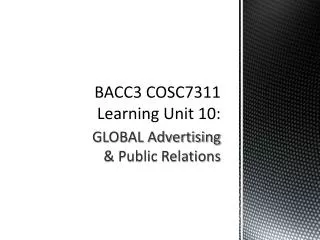 BACC3 COSC7311 Learning Unit 10: