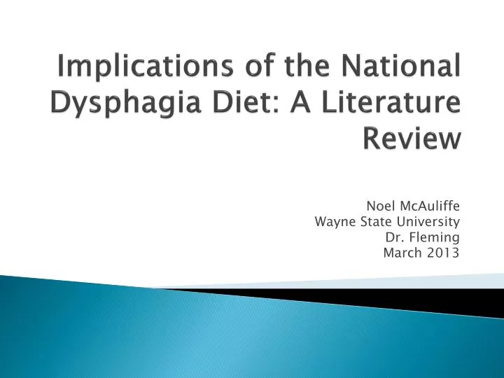 implications of the national dysphagia diet a literature review