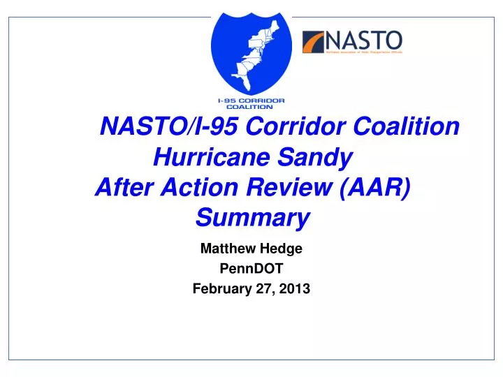 nasto i 95 corridor coalition hurricane sandy after action review aar summary