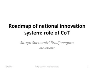 Roadmap of national innovation system: role of CoT